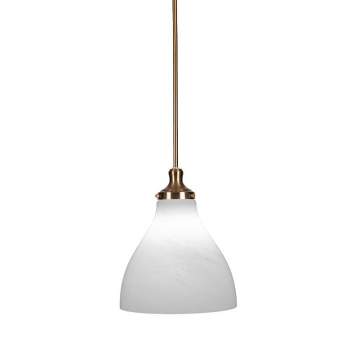 Toltec Lighting Juno 1 - Light Pendant in  New Aged Brass with 11.75" White Marble Shade