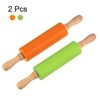 Unique Bargains Silicone Smooth Non-Stick Wooden Handle Kitchen Rolling Pin 2 Pcs - 3 of 4