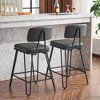 Hrinhom Industrial Bar Stools Set of 2, Counter Height Chairs with PU Leather Upholstery & Metal Frame - 3 of 4