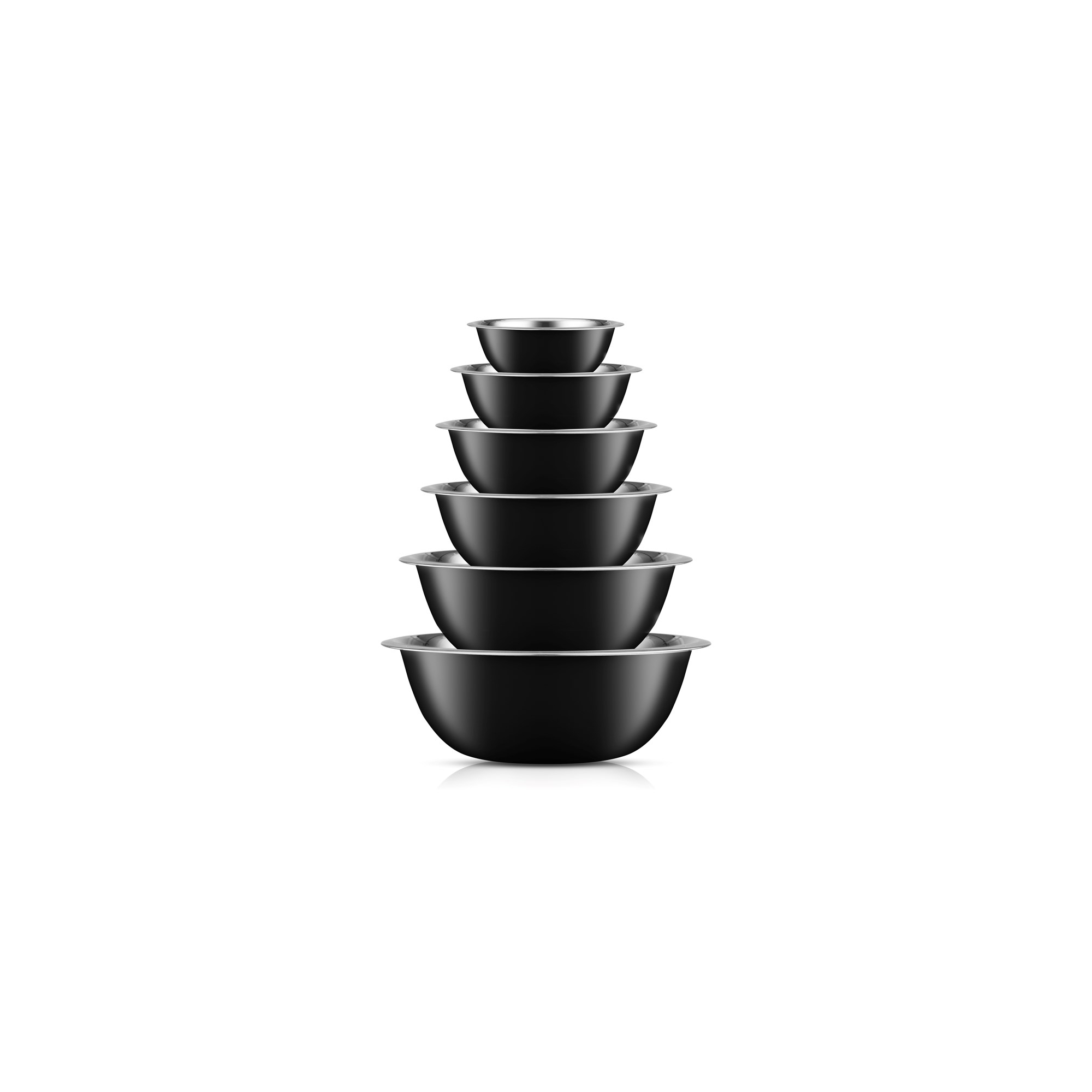 JoyJolt Stainless Steel Food Mixing Bowl Set of 6 Kitchen Mixing Bowls - Black
