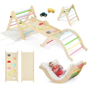 JOYMOR Toddler 9-in-1 Montessori Climbing Set Pikler Triangle with Cushion Large Foldable - 1 of 4