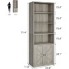 Farmhouse 71.4in Tall Bookcase with Doors 11.8in Depth Display Storage Shelves Industrial Bookcases Wooden 6 Shelf Bookshelves for Home Office - 2 of 4
