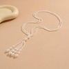 Vintage Pearl Necklace for Women Dainty Long Tassel Chain Faux Pearl Fringe 1920s Costume Jewelry Sweater Chain Y-shape - 4 of 4