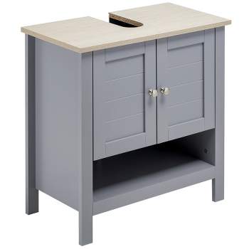  kleankin Pedestal Sink Storage Cabinet, Under Sink Cabinet, Bathroom  Vanity Cabinet with U-Shape and Adjustable Internal Shelf, White : Tools &  Home Improvement