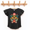 The Juniper Shop Folk Art Florals Distressed Flutter Sleeve Tee - 4T - Black - 3 of 4