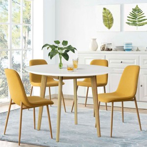 Norman+Oslo 5 Piece Small Round Table With Chairs,Home Kitchen Round Dining Table with Thick Tabletop and 4 Upholstered Armless Chairs-Maison Boucle - 1 of 4