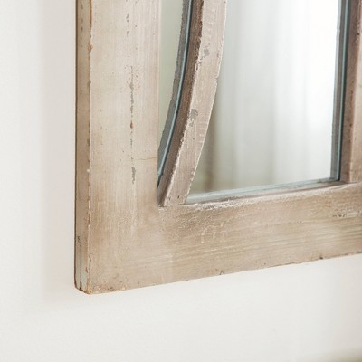 Cream Wood Arched Full Length Window Pane Mirror