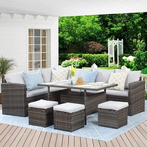 Sapphtopaz Patio Furniture Set Wicker Woven Sectional Outdoor Chairs with Cushion and Coffee Table Sofa Set for Outdoor, Terrace - 1 of 4