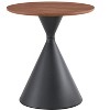 Vynxaria Set of 2 Round End Tables - Walnut - Look Top, Black Base with Cat Bed Integration - 2 of 4
