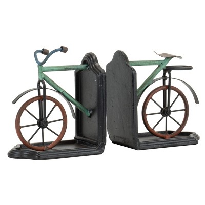 Multicolor Set of 2 Metal Bicycle Bookends - Foreside Home & Garden