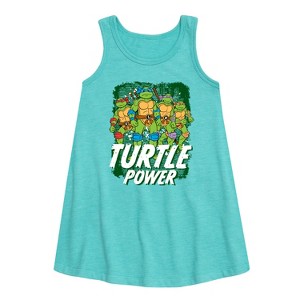 - Teenage Mutant Ninja Turtles - Leo and Brothers Turtle Power Graphic Sleeveless Aline Dress - 1 of 3