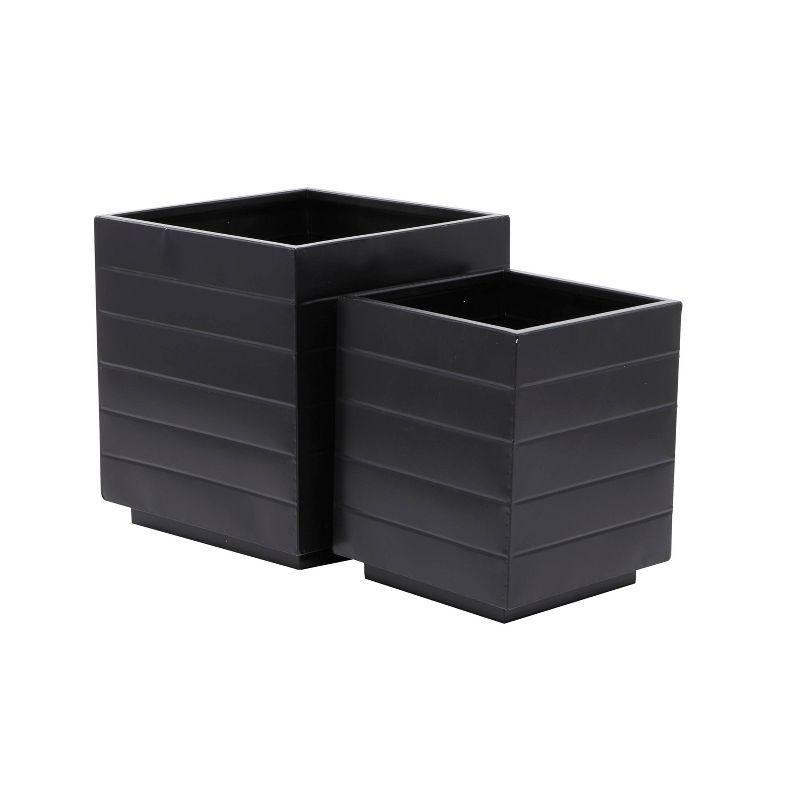 Olivia & May - 2pc Modern Novelty Metal Square Planter Pots, 5 of 8