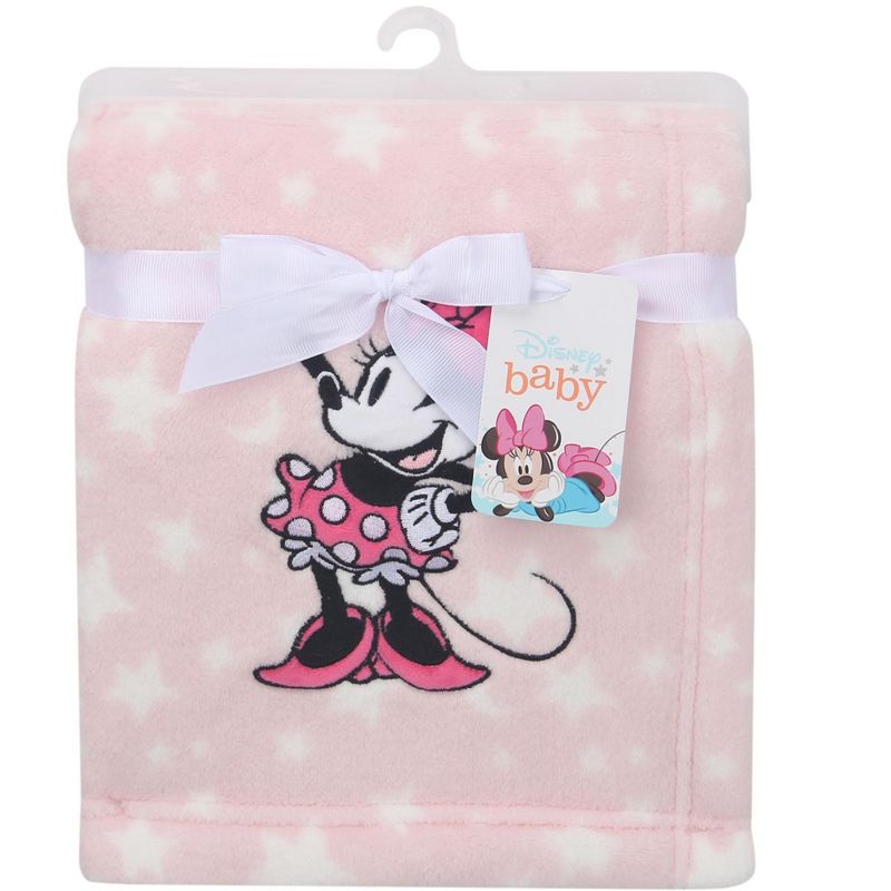 Lambs & Ivy Disney Baby Minnie Mouse Stars Pink Soft Fleece Baby Blanket, 4 of 5