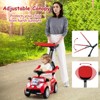 Costway 3-in-1 Sliding Walker w/ Adjustable Canopy Horn Music & Light for Boys & Girls Pink/Red/White - 4 of 4