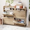 ALEXOUN Shoe Rack Cabinet,Modern Walnut Finish, 4 Flip Drawers & Top Open Shelf Holds Up to 150 lbs,for Living Room, Entryway, Apartments - 2 of 4