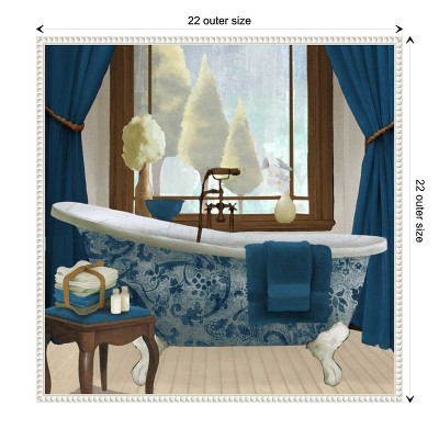Blue and White French Provincial Bathtub Canvas Art