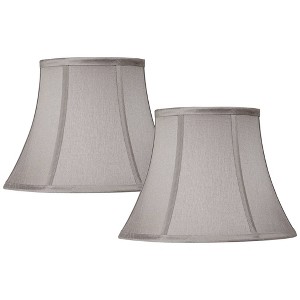 Springcrest Set of 2 Pewter Gray Small Bell Lamp Shades 7" Top x 12" Bottom x 9" High (Spider) Replacement with Harp and Finial - 1 of 4