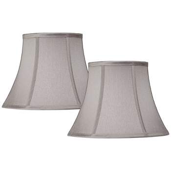 Springcrest Set of 2 Pewter Gray Small Bell Lamp Shades 7" Top x 12" Bottom x 9" High (Spider) Replacement with Harp and Finial