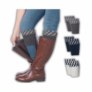 Tipi Toe Women's 3 Pairs Timeless Checkered On Top in Neutral Colors Knitted Leg Warmer Boot Topper Cuffs - 1 of 4