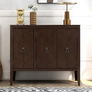 Accent Storage Cabinet MDF Storage Chest With Adjustable Shelf 3 Doors Kitchen Buffet Sideboard Entryway Console Table - 1 of 4