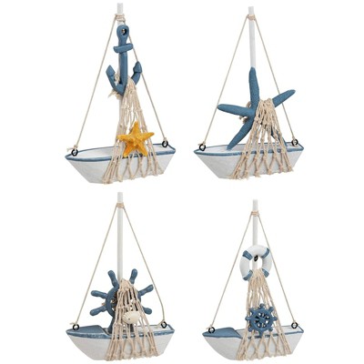 4 Pack Juvale Miniature Sailing Boat Model, Nautical Home Decor (4.4 x 6.8 x 1.25 in)