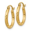 Black Bow Jewelry 2mm x 15mm 14k Yellow Gold Satin & Diamond-Cut Round Hoop Earrings - 2 of 4