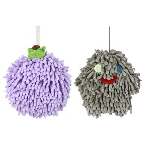 REGALWOVEN 2 Pcs Cute Comfortable Soft Absorbent Chenille Fuzzy Hand Towel - 1 of 4