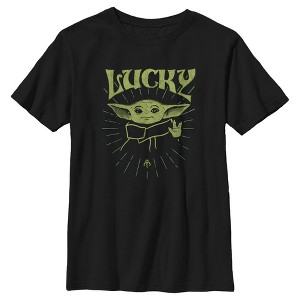 Boy's Star Wars The Mandalorian Grogu St. Patrick's Day Force of Luck T-Shirt - 1 of 4