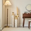 Set of 3 Gilded White Metal Decorative Vase with 3D Relief Flower for Home Office - 3 of 4