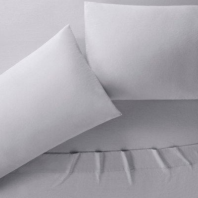 Light Grey Twin Microfiber Cooling Sheet Set with Pillowcase