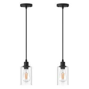 YANSUN Matte Black Rustic Industrial 60-Watt 1-Light Mini Pendant Light with Metal Shade - 1 of 1