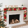 6ft Battery Operated Christmas Garland with 20 Warm LEDs, Features Pine Cones, Silver Bows & Balls for Festive Home Decor - 2 of 4