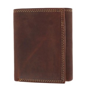 CTM Men's Leather Contrast Stitch Trifold Wallet - 1 of 4
