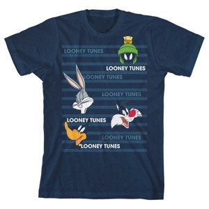 Looney Tunes Characters and Text Boy's Navy Blue T-shirt - 1 of 3