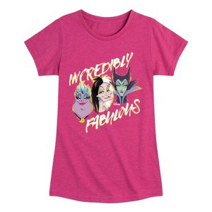 Girls' - Disney Villains - Incredibly Fabulous Fitted Short Sleeve Graphic T-Shirt - 1 of 4