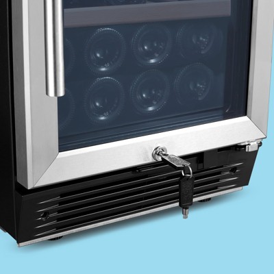Comfee 28-Bottle Dual Zone Stainless Steel Wine Cooler with Digital Control