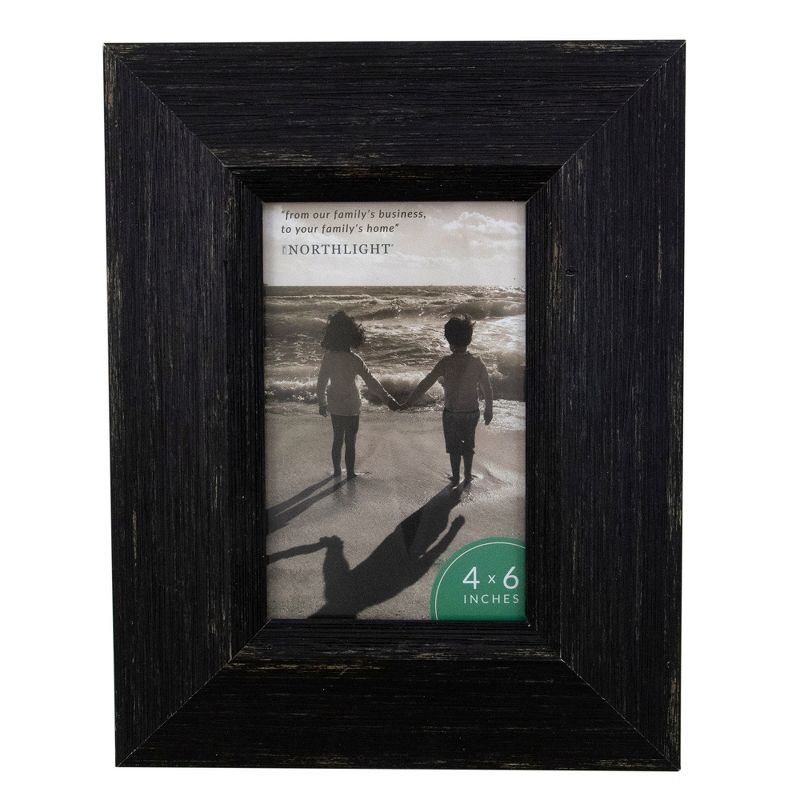 Northlight 9.25" Distressed Finish Rectangular 4" x 6" Photo Picture Frame - Black, 1 of 7