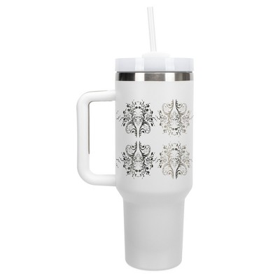 Elanze Designs Vintage Floral Damask Pattern 40 oz. Stainless Steel, Large Water Bottle Coffee Mug, Spill & Leak Resistant, Thermal Travel Tumbler