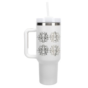 Elanze Designs Vintage Floral Damask Pattern 40 oz. Stainless Steel, Large Water Bottle Coffee Mug, Spill & Leak Resistant, Thermal Travel Tumbler - 1 of 1