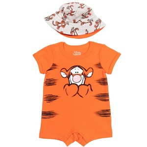 Disney Lion King Mickey Mouse Winnie the Pooh Nightmare Before Christmas Lilo & Stitch Baby Romper and Bucket Sun Hat Newborn to Infant - 1 of 4