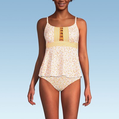 Lands' End Women's Lace-up Flutter Tankini Swimsuit Top