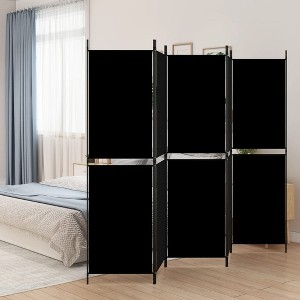 Aghana Digitals 5-Panel Foldable Fabric Room Divider, 98.4"x70.9" Black - Privacy Screen, Sun - 1 of 4