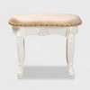 Gabrielle Velvet Fabric Upholstered Wood Vanity Ottoman Sand/White/Gold - Baxton Studio: French-Inspired, Brass Nailhead Detail, Cabriole Legs - 2 of 4