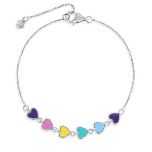 Girls' Rainbow Enamel Heart Bracelet Sterling Silver - In Season Jewelry - 1 of 2