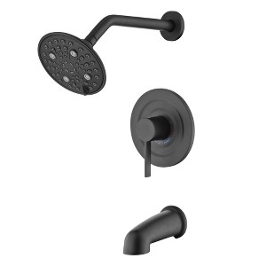 SUMERAIN Tub and Shower Faucet, Matte Black Shower Faucet Set with 6 Settings Showerhead and Spout - 1 of 4