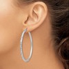 Black Bow Jewelry 3mm x 45mm 14k White Gold Textured Round Hoop Earrings - 3 of 4