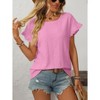 Coolmee Womens Summer Ruffle Short Sleeve Tops Crewneck Hollow Out T Shirts Casual Blouses - 4 of 4