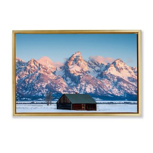 Stupell Industries Cabin In The Glowing Tetons Floating Frame Canvas Art - 1 of 4