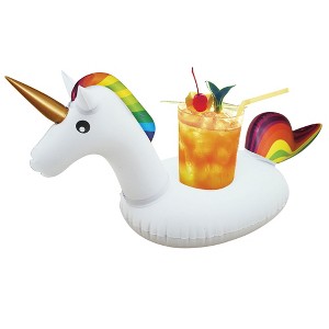 Northlight Inflatable Unicorn Swimming Pool Floating Drink Holder - 16" - 1 of 4