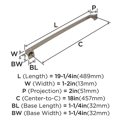 Satin Nickel 18-Inch Traditional Appliance Pull with Mounting Hardware